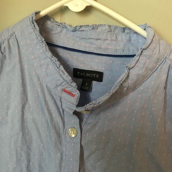 Talbots Textured Ruffle Neck Popover Shirt - Picture 3 of 4